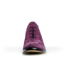 Load image into Gallery viewer, Cross Sword mens high heel Antony shoe in Aubergine Suede from the front
