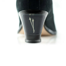 Load image into Gallery viewer, Cross Sword mens high heel Antony shoe in black from the back
