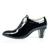 Load image into Gallery viewer, Cross Sword mens high heel Brian shoe in Black Patent from the side