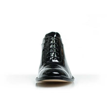 Load image into Gallery viewer, Cross Sword mens high heel Brian shoe in Black Patent from the front