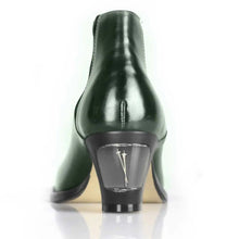 Load image into Gallery viewer, Cross Sword mens high heel Jason shoe in Green Striped from the back