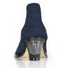 Load image into Gallery viewer, Cross Sword mens high heel Jason shoe in Ocean Blue from the back
