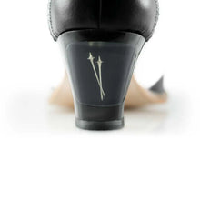 Load image into Gallery viewer, Cross Sword mens high heel Jav shoe in Black & White from the back