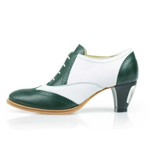 Load image into Gallery viewer, Cross Sword mens high heel Jav shoe in Green & White from the side
