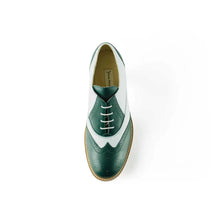 Load image into Gallery viewer, Cross Sword mens high heel Jav shoe in Green & White from the top