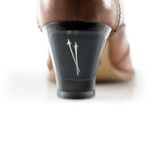 Load image into Gallery viewer, Cross Sword mens high heel Jav shoe in Mahogany from the back