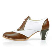 Load image into Gallery viewer, Cross Sword mens high heel Jav shoe in Mahogany & White from the side