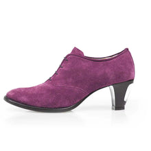 Load image into Gallery viewer, Cross Sword mens high heel Antony shoe in Aubergine Suede from the side
