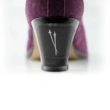 Load image into Gallery viewer, Cross Sword mens high heel Antony shoe in Aubergine Suede from the back
