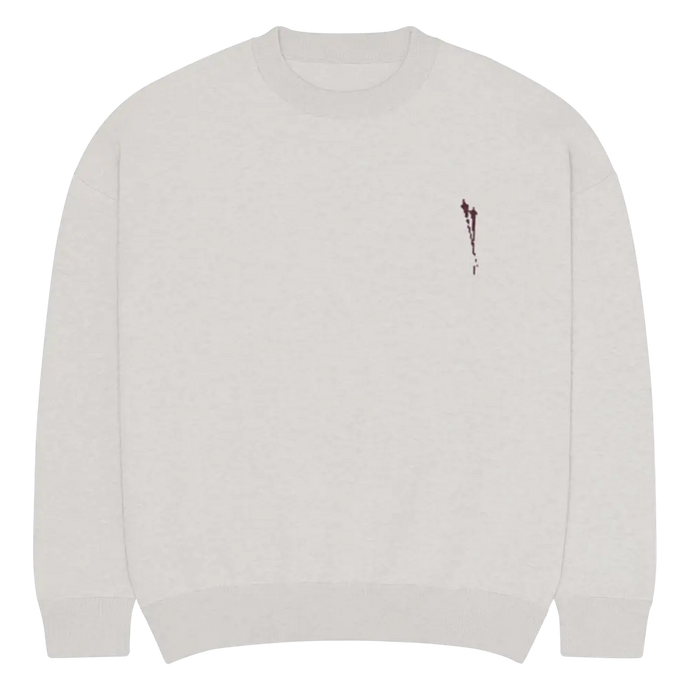 Relaxed Fit Knitted Crew Neck Sweater Cross Sword