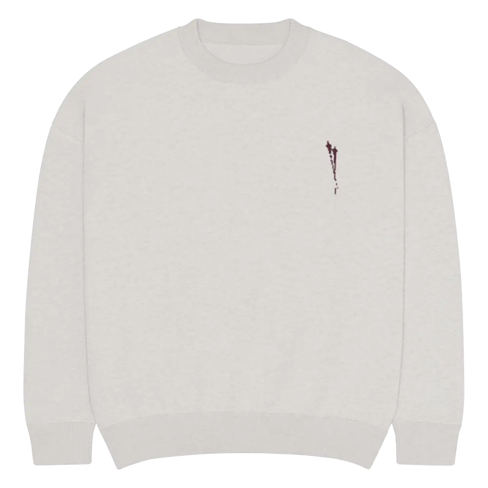 Relaxed Fit Knitted Crew Neck Sweater Cross Sword