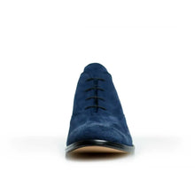 Load image into Gallery viewer, Cross Sword mens high heel Antony shoe in dark blue from the front

