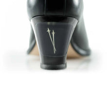 Load image into Gallery viewer, Cross Sword mens high heel Brian shoe in Black from the back
