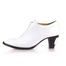 Load image into Gallery viewer, Cross Sword mens high heel Brian shoe in White from the side
