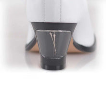 Load image into Gallery viewer, Cross Sword mens high heel Brian shoe in White from the back
