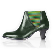 Load image into Gallery viewer, Cross Sword mens high heel Jason shoe in Green Striped from the side
