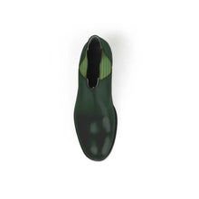 Load image into Gallery viewer, Cross Sword mens high heel Jason shoe in Green Striped from the top
