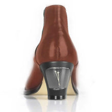 Load image into Gallery viewer, Cross Sword mens high heel Jason shoe in Mahogany from the back
