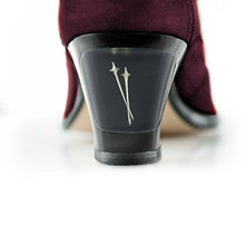 Load image into Gallery viewer, Cross Sword mens high heel Jav shoe in Aubergine from the back
