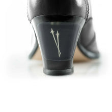Load image into Gallery viewer, Cross Sword mens high heel Jav shoe in Black from the back
