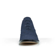 Load image into Gallery viewer, Cross Sword mens high heel Jav shoe in Dark Blue Suede from the front
