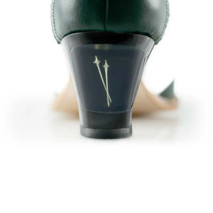 Cross Sword mens high heel Jav shoe in Green & White from the back