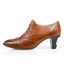 Load image into Gallery viewer, Cross Sword mens high heel Jav shoe in Mahogany from the side
