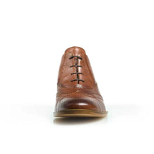 Load image into Gallery viewer, Cross Sword mens high heel Jav shoe in Mahogany from the front
