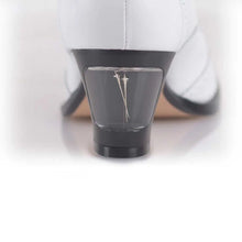 Load image into Gallery viewer, Cross Sword mens high heel Jav shoe in White from the back
