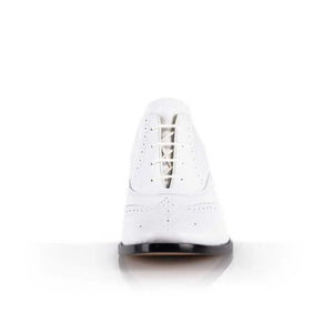 Cross Sword mens high heel Jav shoe in White from the front